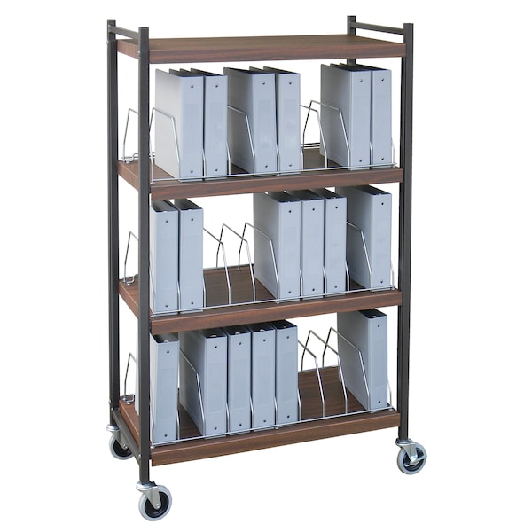 Std Vertical Open Chart Rack 4 Shelves 30 Binder Capacity in Woodgrain